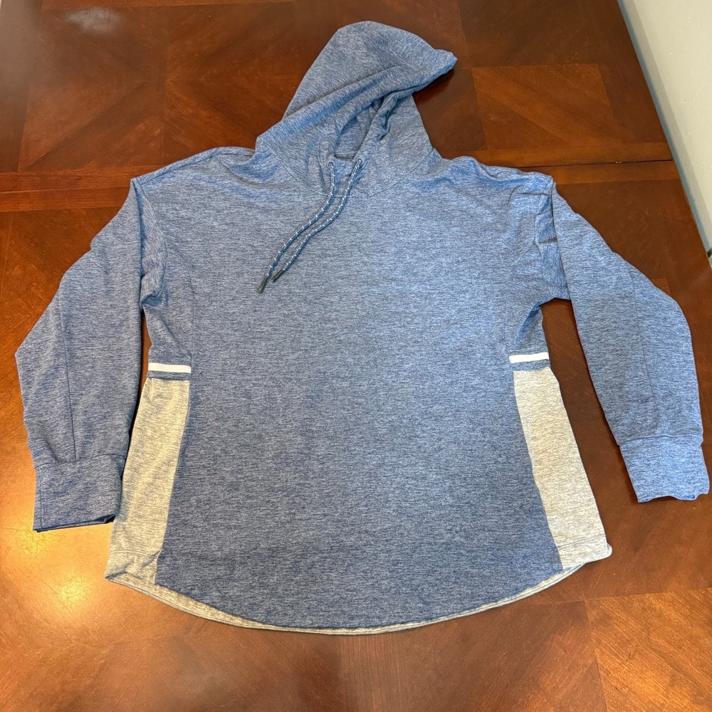 Serene Tangerine Women's Hoodie XL Blue Gray Long Sleeve Pullover Lightweight